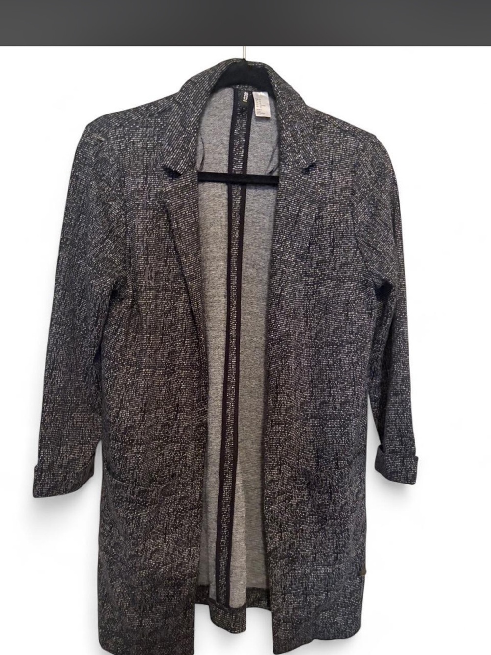 Open-Front Longline Cardigan - Gray & Black
